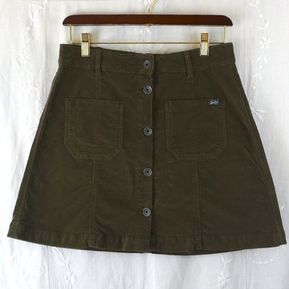 Superdry Dresses & Skirts - Vintage Superdry Green Velvet A-Line Mini Skirt